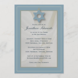 Elegant Fabric Pub Mitzvah Inbjudan Light Blue