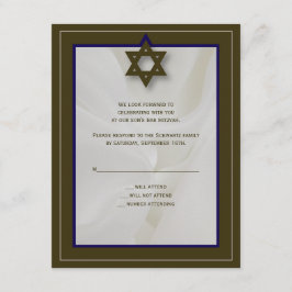 Elegant Fabric Pub Mitzvah-svarskort i Brown OSA Kort