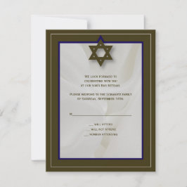 Elegant Fabric Pub Mitzvah-svarskort i Brown OSA Kort