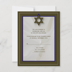 Elegant Fabric Pub Mitzvah-svarskort i Brown OSA Kort
