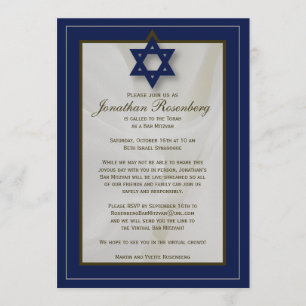 Elegant Fabric Zoom Pub Mitzvah-inbjudan i flottan Inbjudningar