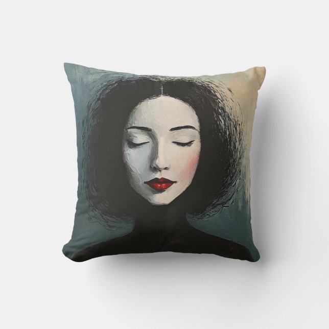 Elegant Faceless Lady Modern Portrait Kudde (Framsida)