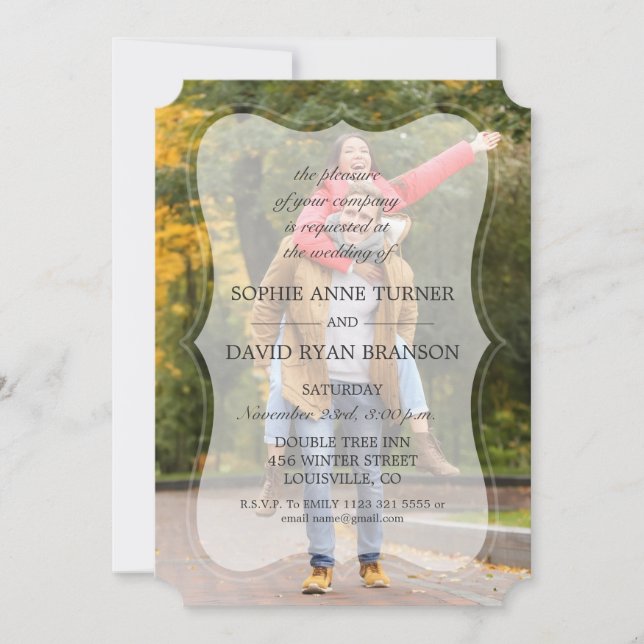 Elegant Faded Anpassningsbar Photo Calligraphy Brö Inbjudningar (Framsida)