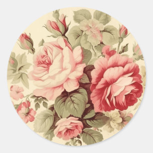 Elegant Fades, Rosa och Grönt Shabby chic Runt Klistermärke