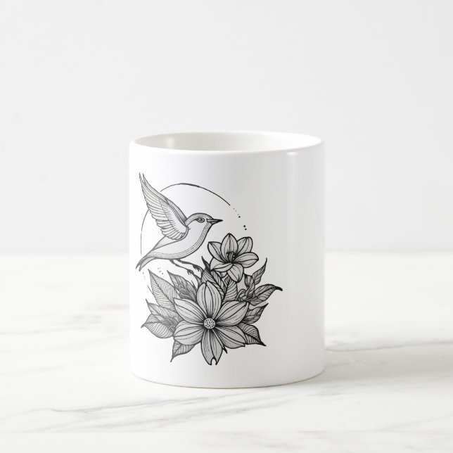 Elegant Fågelkaffe och blomkål Mugg (Center)