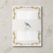 Elegant Fågelmonogram Vigselbukband