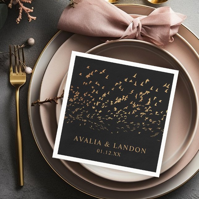 Elegant Fåglar i Feather Bröllop Pappersservett (Skapare uppladdad)