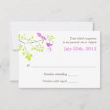 Elegant Fåglar vid Träd Gren Lila och Gröntens OSA