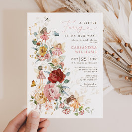 Elegant Fairy Blomsterträdgård Girl Baby Shower Inbjudningar