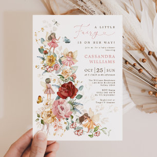 Elegant Fairy Blomsterträdgård Girl Baby Shower Inbjudningar
