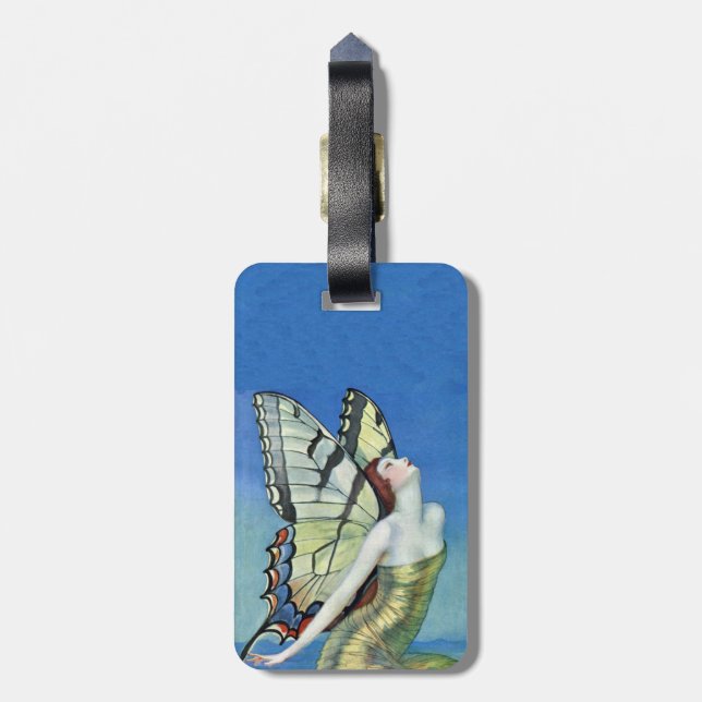 Elegant Fairy Butterfly Vingar Golden Dress Bagagebricka (Baksidan Lodrät)