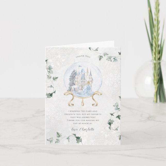 Elegant Fairy Tale | Winter Princess Birthday Tack Kort (Framsida)