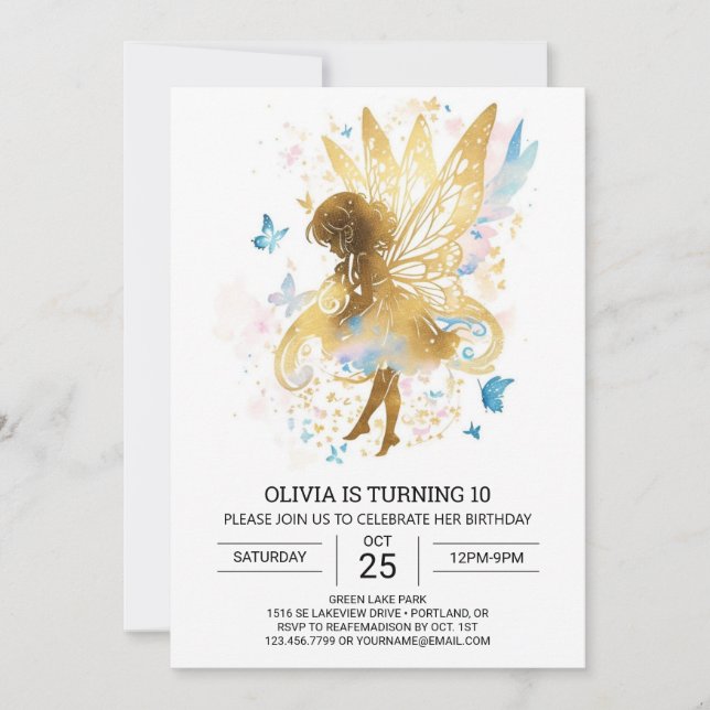 Elegant Fairycore Birthday Bliss Inbjudningar (Framsida)