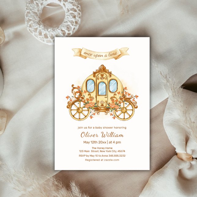 Elegant Fairytale Prince Carriage Baby Shower Inbjudningar (Elegant Fairytale Prince Carriage Baby Shower Invitation)