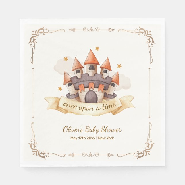Elegant Fairytale Prince Castle Baby Shower Pappersservett (Framsidan)