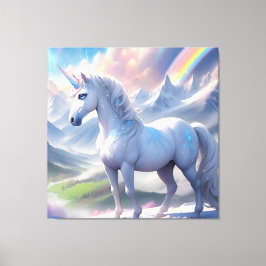 Elegant Fairytale Unicorn i en Fantasy Vale Canvastryck