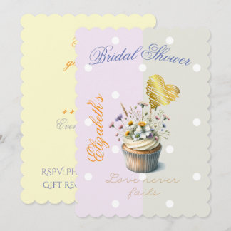 Elegant Faith Blommig Cupcake Pastell Prickar Guld Inbjudningar