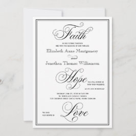 Elegant Faith Hope Kärlek Script Wedding-inbjudan Inbjudningar