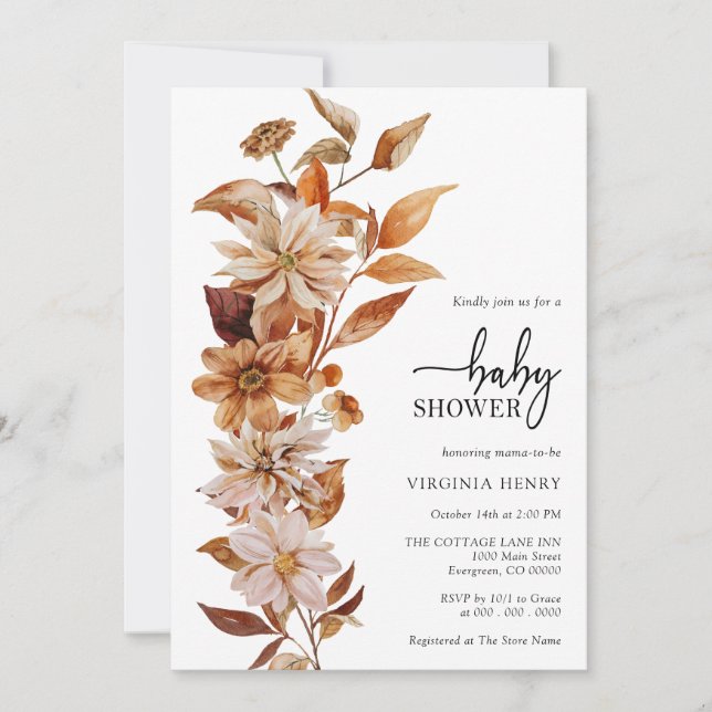 Elegant Fall Baby Shower-inbjudan Inbjudningar (Framsida)