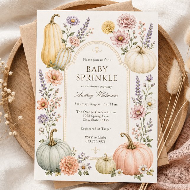Elegant Fall Baby Sprinkle | Vilda Pumpa Blommor Inbjudningar (Skapare uppladdad)