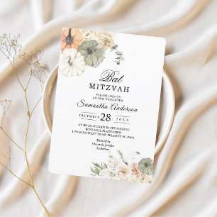 Elegant Fall Bat Mitzvah-inbjudan Akvarell Inbjudningar