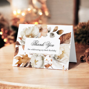 Elegant Fall Blommigt 80:e födelsedag Tack Kort