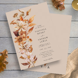Elegant Fall Blommigt Bröllop Inbjudningar