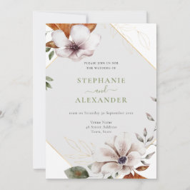 Elegant Fall Blommigt Bröllop QR-kod Inbjudningar