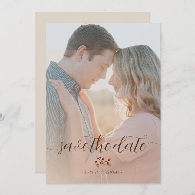 Elegant  Fall Blommigt Bröllop spara datum Inbjudningar (Fram/baksida)