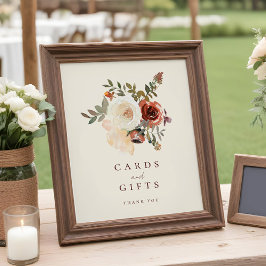 Elegant Fall Blommigt Bröllopskort & presenttecken Fototryck