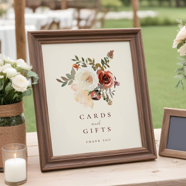 Elegant Fall Blommigt Bröllopskort & presenttecken Fototryck (Skapare uppladdad)