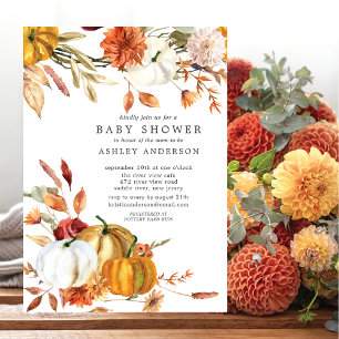 Elegant Fall Blommigt - Höstbabyvisning Inbjudningar