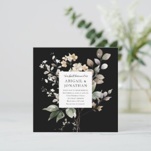 Elegant Fall Blommigt på Black Christian Bröllop Inbjudningar