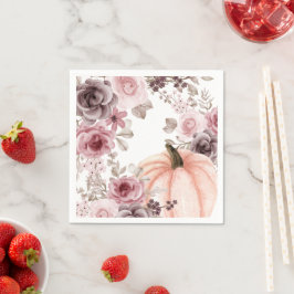 Elegant Fall Blommigt Pumpkin-Neutralter Vattenfär Pappersservett