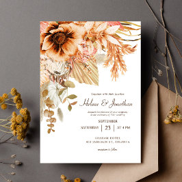 Elegant Fall Blommigt Terracotta Bröllop Inbjudningar