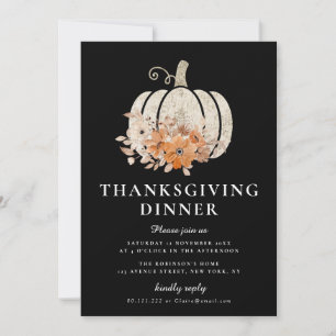 elegant fall blommigt thanksgiving middag inbjudan
