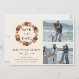 Elegant Fall Blommigt Utandning 3 Fotokollaps Spara Datumet