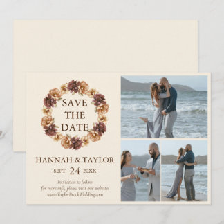 Elegant Fall Blommigt Utandning 3 Fotokollaps Spara Datumet