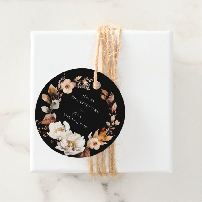 Elegant Fall Blommigt Utandning Gåvor Etiketter (På plats)