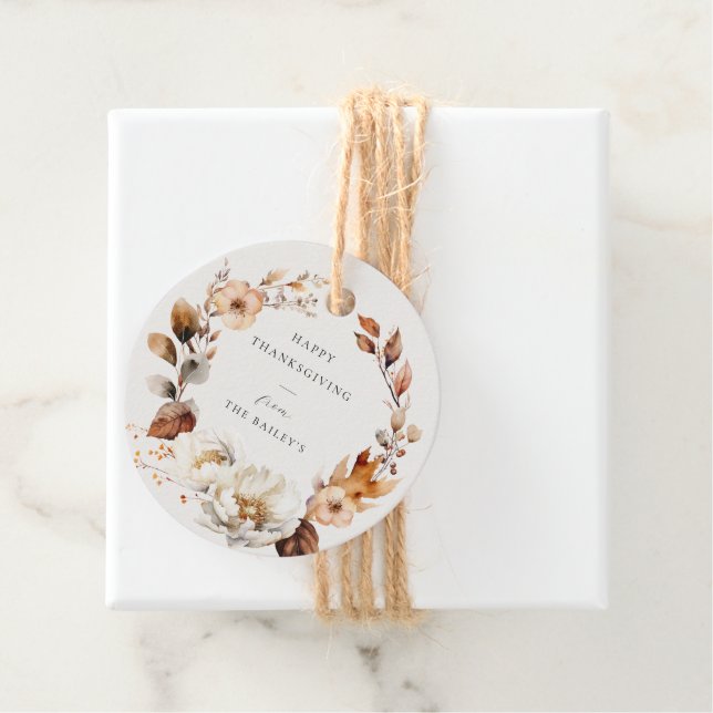 Elegant Fall Blommigt Utandning Gåvor Etiketter (På plats)