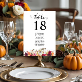 Elegant Fall Blommigt Watercolor Bröllop Bord Card Anteckningskort