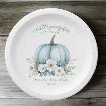 Elegant Fall Blue Pumpkin Blommigt Boy Shower