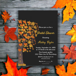 Elegant Fall Carved Träd Black White Möhippa Inbjudningar