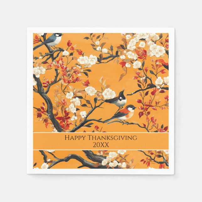 Elegant Fall Chinoiserie Pappers Tallrik Pappersservett (Framsidan)