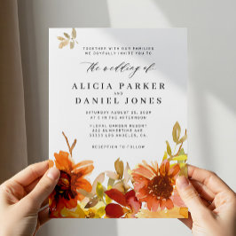 Elegant fall garden watercolor floral wedding inbjudningar