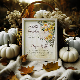 Elegant Fall Guld Blommigt | Pumpkin Diaper Raffle Poster