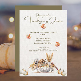 Elegant Fall Harvest Friendsgiving Thanksgiving Inbjudningar