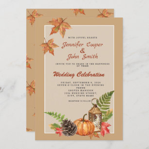 Elegant Fall Höst löv Pumpkin Bröllop Inbjudningar