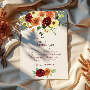 Elegant Fall Hösten Blommigt Birthday Tack Kort