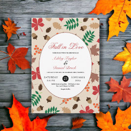 Elegant Fall i Kärlek Löv Hösten Blommigt Bröllop Inbjudningar